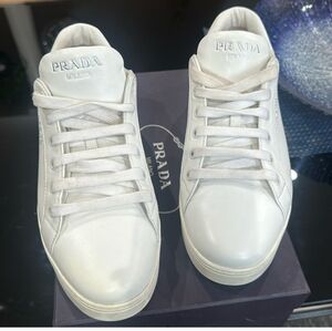 Prada Classic White Lace-Up Sneakers